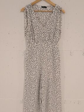 Very J White Jumpsuit with Black Spot Print
